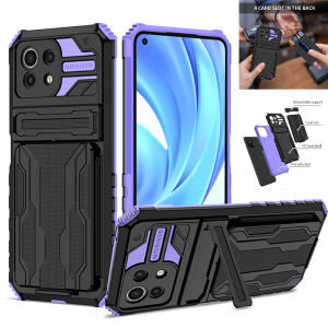Shockproof Card Slot Phone Cover For Xiaomi 11 Lite 5G Mi 11Lite 5G NE Case Armor Stand Bracket Hard PC TPU Coque for Mi11 Lite