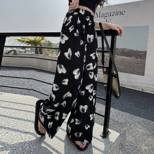 Ice Silk Pants for Kids Girls Wide Leg Pants Wave point design Breathable and Comfortable Summer Pants Chiffon Ice Silk Mosquito Proof Pants 7-15Years