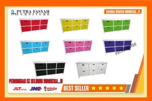 Redy Stok Rak Lemari Laci 6 Susun Rotan Sintetis Bufet Meja TV Serbaguna Murah Terbaru