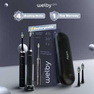Welby Electric Toothbrush Duo PRO Black W0208/X2 Sikat Gigi Elektrik