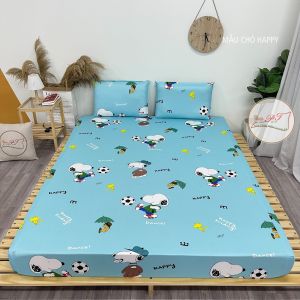 Bộ Ga Chống Thấm Cho Bé Kèm Vỏ Gối PT Chính Hãng Chống Thấm Tuyệt Đối Bé Tè Lau Là Sạch (Mẫu Chó Happy)
