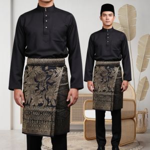 Instant Sampin Berlatarbelakang hitam dan bersulam Gold Sampin Raya Dewasa 2026