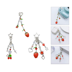 Strawberry Keychain Decoration Charm Backpack Pendant Cherry Keyring Ornament Alloy Material Perfect Gift for Girls Teen