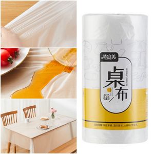 FLYING White Disposable Tablecloth Plastic Thickened Plastic Film Tablecloth High Quality Waterproof Oil-proof Desk Protective Cover Home Use