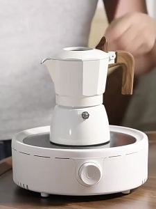 Sacesr Double Valve Mocha Pot Italian Extraction Coffee Pot Outdoor Coffee Brewing Espresso Utensil with Ceramic Spray Layer 4Y1Z7