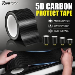 Carbon Fiber Protection Tape Car Sticker Door Sill Side Mirror Guard Anti Scratch Trim Decal Universal Vehicle Motorcycle
