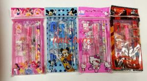 8in1 Cartoon Stationery Set Suitable For Kids Party Gift Toys Sets Early Learning Stationery Set Party Mickey Princess Kitty Cars