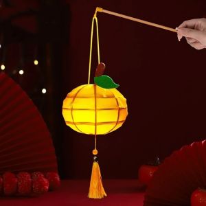 NAIRI Chinese Style Persimmon Lantern with Tassel Luminous Handheld Lantern Traditional Blessing DIY Lantern Making Kit Mid-Autumn Festival