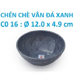 Chén ăn cơm chén ăn chè thân xoắn nhựa melamine vân đá xanh C0 16: Ø 12.0 x 4.9 cm