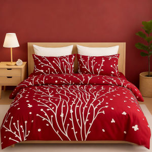 3 in1 Fully Garterized Bedding Set Pillowcases Bed Sheet Thick Cotton Fitted Sheet
