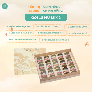 (Tặng muỗng gỗ đơn 450k)Yến Thị -Gói quà tặng cao cấp 15 hũ yến-Gói 2 MIX 8 VỊ-yến sào Nha Trang 30% yến hũ 70ml