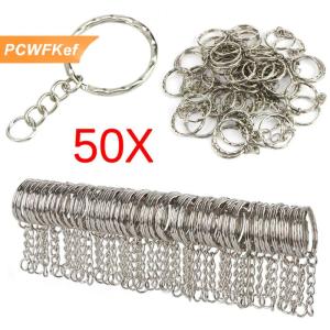【PCWFKef】 50 cái tự làm 25mm đánh bóng bạc Keyring Keychain chia Vòng ngắn chuỗi vòng chìa khóa
