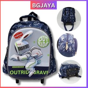 32cm 3D Cartoon Trolley School Backpack Kids Trolley Bag 12 (BGJAYA)