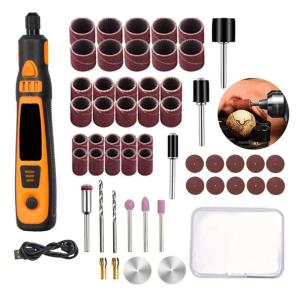 Engraver With 54 Interchangeable Bits Rechargeable Variable Speed Settings For Multi Material Processing