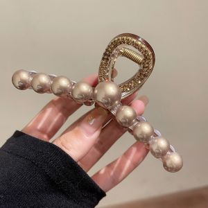 Women Elegant Hair Claws Light Luxury Pearl Shiny Hair Clamp Korean Claw Clip Fashion Hair Accessories