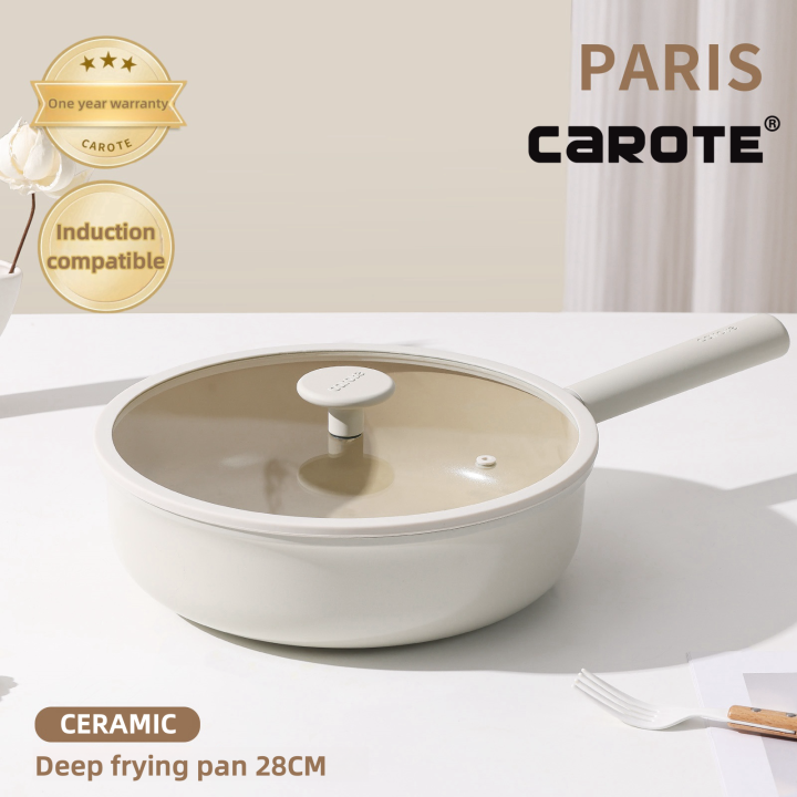 Carote Paris Non Stick Wok, Ceramic Deep Frying Pan, Ceramic Coating