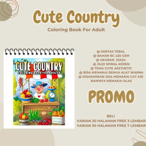 Cute Country Coloring Book For Adult Buku Mewarnai Anak Remaja Dewasa Simpel Aesthetic Kertas Super Tebal