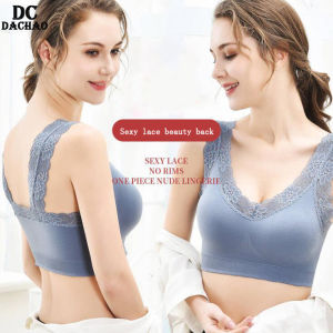 DACHAO  Women Bras Fine Luxury Premium lingerie Stretchable Korean Style Seamless 3D Push Up Breathable Singlet type Sport Bra with Removable Pads Lace Strip Bra Full Cup One Size Easy Wearing