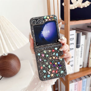 Designed for Samsung Galaxy Z Flip 5 Z FLip 6 Z Flip 4 FLIP3 CaseGirly Women Glitter Bling Bumper Shockproof Phone Case Ultra-Thin Hard PC Back Soft TPU Frame Cover for Samsung Z Flip 5 5G