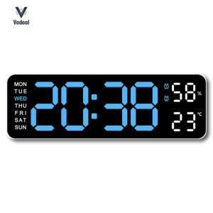Digital Wall Clock Calendar-Temperature-Date Adjustable Electronic Alarm Intelligent Digital Wall Clock for Home Decor[Vodool Shophouse]