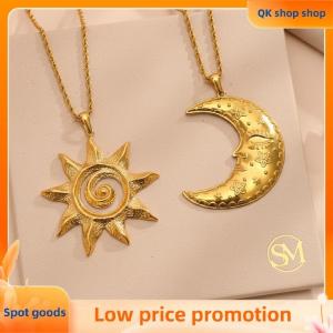 ✨QK shop✨ Fashion Personality Stainless Steel Sun & Moon Pendant Necklaces For Women Jewelry Accessries Gifts
