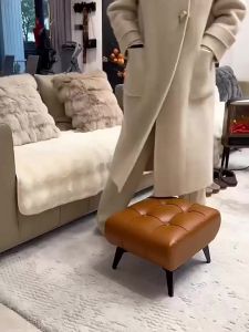 Leather Shoe Changing Stool Home Doorstep Stool Soft Bag Low Stool For Home Entryway