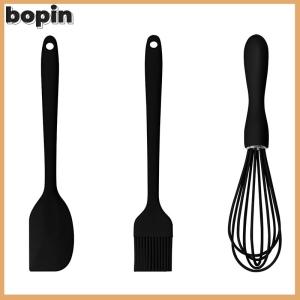 Bopin ชุดอบเค้กทำจากซิลิโคน3ชิ้น เซ็ตที่ปาดครีมเค้กที่ใช้ในครัวเรือนแปรงปัดไข่บาร์บีคิวอุปกรณ์ครัว