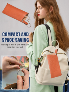 【Limited Time Offer】Keychain Leather Glasses Case/Leather Glasses Pouch/Portable Glasses Bag/Leather Glasses Storage Bag/Pu Leather Glasses Case/Sunglasses Storage Bag/Leather Glasses Bag