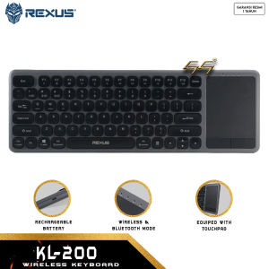 Rexus KL200 Wireless Keyboard Bluetooth dengan Touchpad Keyboard Office Laptop Smart TV Tablet
