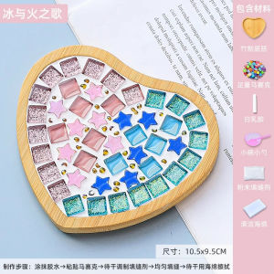 [Local Seller] DIY Coaster with Glass Mosaic Tiles Mixed Color Materials Kits Package Wooden Coaster Crafts Handmade Home Decor