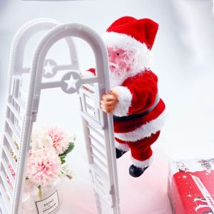 Christmas Electric Singing Swing Santa Claus Dolls Climbing Rope Ladder Musical Plush Toys