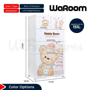 Lockable 6-Drawer Kids Wardrobe Drawer Storage Cabinet with Wheels for Toy Organization