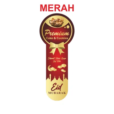 (Isi 16 Pcs) Sticker Idul Fitri 1 Pack Sticker Lebaran Kue Kering Tema Eid Sticker Segel Anti Air Bahan Vinil