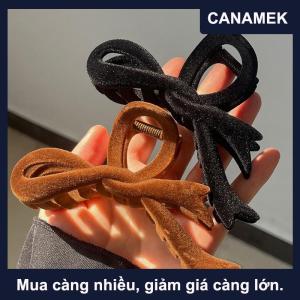 【CANAMEK】 Nhung đỏ nơ tóc Clip mùa thu mùa đông phụ nữ tóc Claw Clip pháp thanh lịch Kẹp Tóc Hàn Quốc Phụ Kiện Tóc Nữ Mũ Nón Quà Tặng