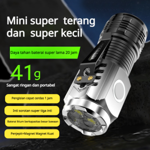 Senter Mini Sinar Terang Super Senter Monster Kecil 3 Mata Baru Flash Kilat Tahan Air Lampu Klip Topi Bahan ABS
