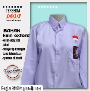 Baju Putih SMA/SMK Lengan Panjang Seragam Sekolah Kain Oxford