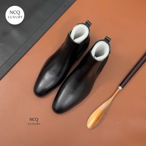 Mẫu Giầy Da nam - Giầy Chelese boot nam da bò tấm dế cao su khâu