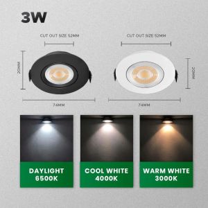 [2 YEARS WARRANTY] LED EYEBALL 3W/7W BLACK/WHITE LED RECESSED SPOTLIGHT 240V 3 COLOR LED EYEBALL LIGHT