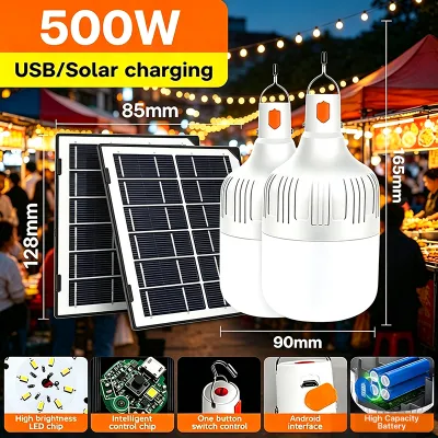 Buy 1 Take 1 Emergency Light LED Bulb Waterproof Solar With Panel USB Hanging Bulb For Night Outdoor Indoor