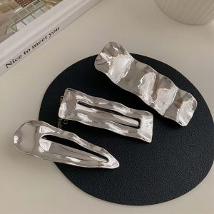 FGJHD ของขวัญสำหรับเด็ก ฮาราจูกุ สาวๆ รูปทรงเรขาคณิต ทรงหยดน้ำ เป็นรูกลวง สี่เหลี่ยมผืนผ้าทรงสี่เหลี่ยม สไตล์เกาหลีแบบ หมุดผมโลหะ คลิปผมหน้าม้าด้านข้าง กิ๊ปติดขอบ คลิปผมพังก์