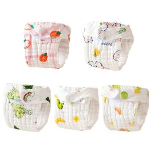 3pcs or 5pcs Set Infant Cotton Nappies Soft and Absorbent Washable Design Diapers for Four Season 0-12 Month Baby
