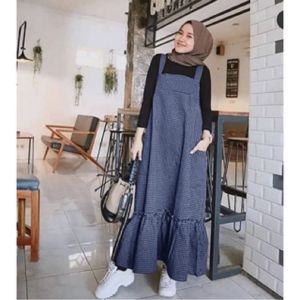 SQUARE OVERALL (Tanpa Inner) Rempel Bawah / Overall Wanita terbaru motif kotak pake kantong kanan kiri bahan katun oxspord / operall jumpsuit tanpa lengan jumbo
