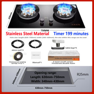SUKINBO 8500W Gas stove double burner Gas Stove Double Burner Tempered Glass  Liquefied Gas Stove Kompor Dapur Gas Built In/Table Desktop