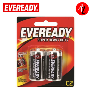 Eveready EV-Size C Super Heavy Duty Battery 2pcs Pack Size C Long-Lasting Power for Flashlights Toys Radios and Everyday Devices