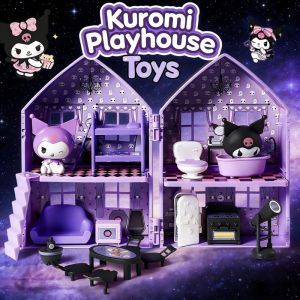 Kuromi Villa Playhouse Toys with Mini Simulation Furniture Pretend Play House Gift for Girls