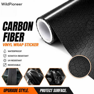 WildPioneer Carbon Fiber Vinyl Wrap Sticker Glossy Black Honeycomb Film Waterproof Removable Car Motorcycle