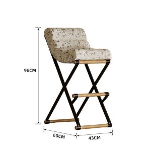 CraftedLiving SG-Vintage-style designer jacquard creative stainless steel bar chair modern minimalist home reception fabric leisure chai