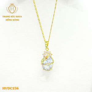 Dây Chuyền Nữ Vòng Cổ Mặt Đính Đá Titan Xi Mạ Vàng Non 18k 24k Cao Cấp (Không Bị Xỉn Đen) - Trang Sức Hava Hong Kong