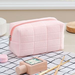 Tas Makeup Pillow Besar Pouch Serbaguna Motif Bulu Pouch Pillow Korea Ukuran Besar