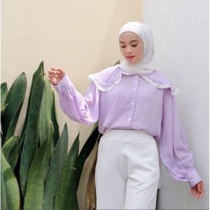 BRIEE - MARINA SHIRT // BLOUSE MARINA KERAH LAYER LIST PUTIH